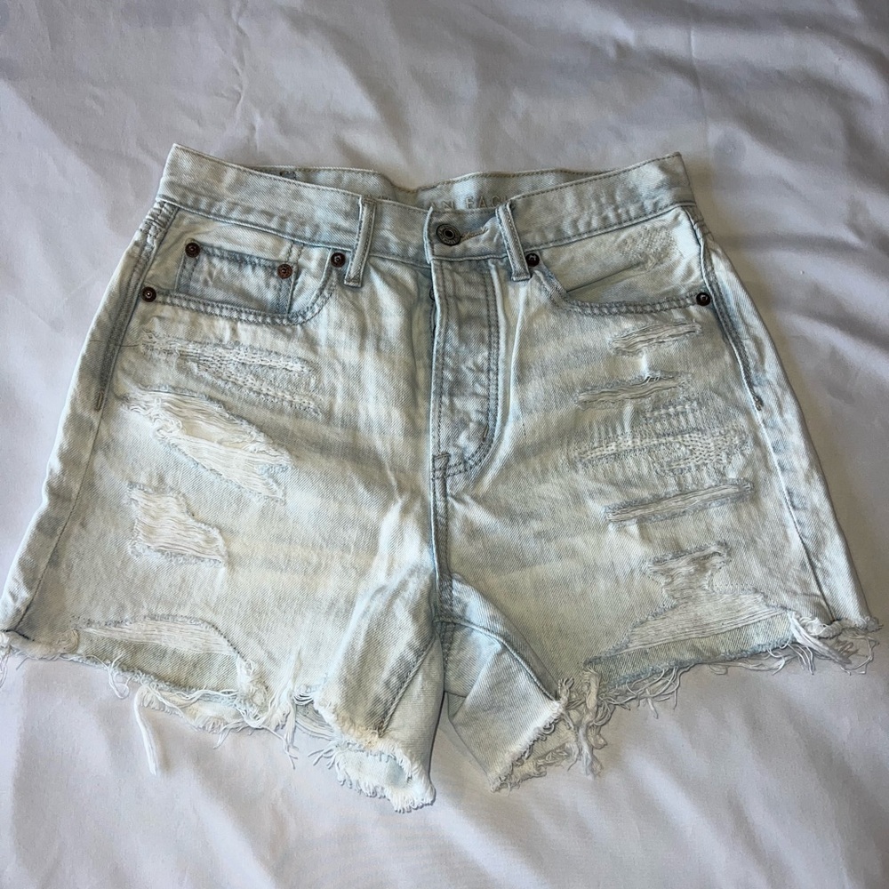 Light Blue Distressed Denim Shorts